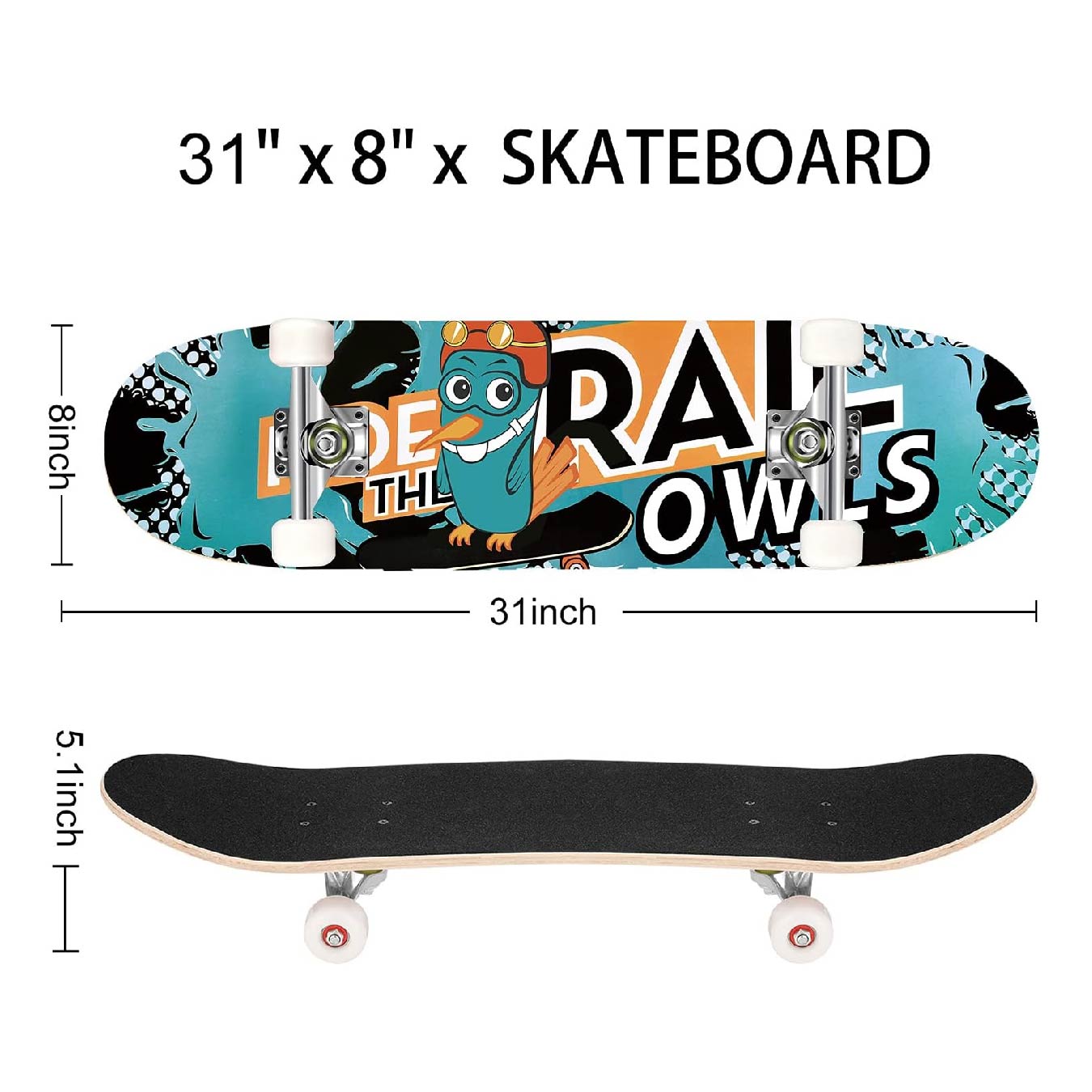 Skateboard Pro, Unisex Adulto 31 Pulgadas Monopatín