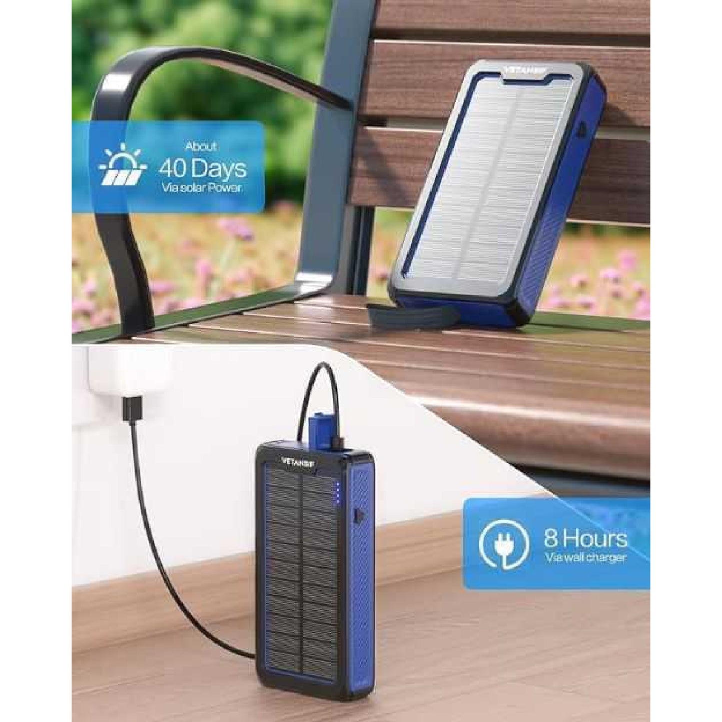 Banco de energía solar, 26800 mAh,