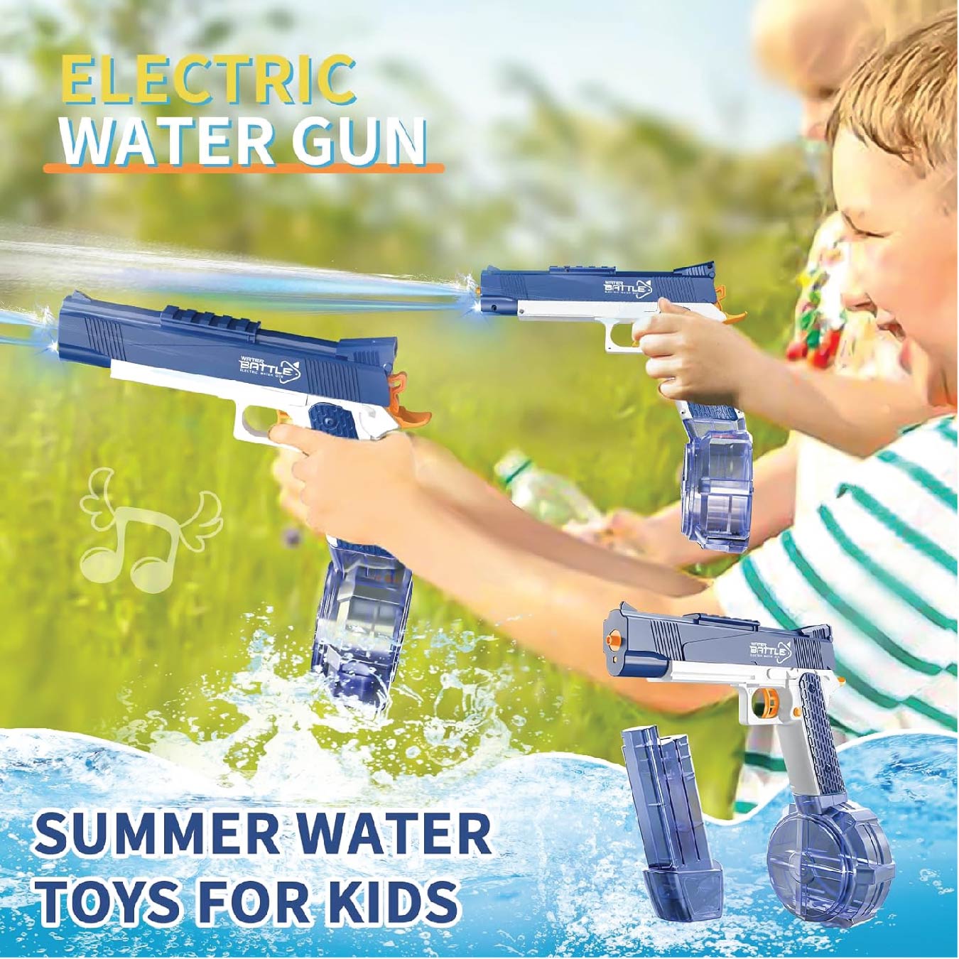 Pistola de agua eléctrica M1911 para niños y niñas.