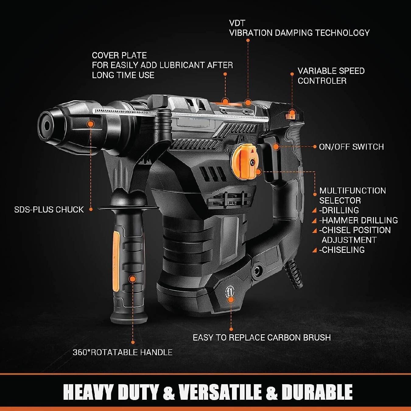 Martillo Perforador, 7J Energía de Impacto, 1500W Tacklife